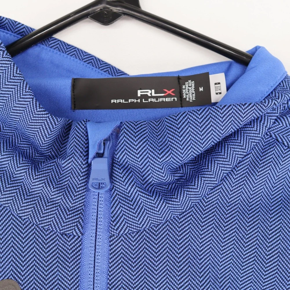RLX Ralph Lauren Mens Blue Herringbone Quarter Zip Pullover Jacket Size Medium - Picture 5 of 10